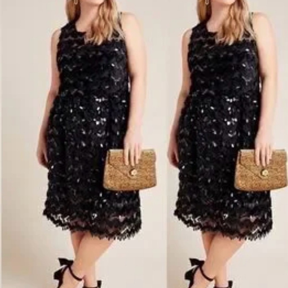 Blue Tassel Elegant Black Lace Dress